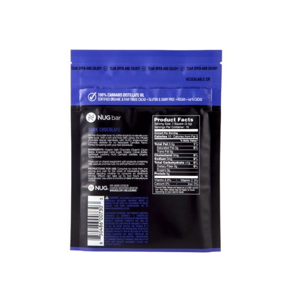 NUG Chocolate Bar - Dark Chocolate 100MG