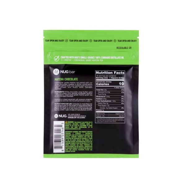 NUG Chocolate Bar - Matcha 1:1 Chocolate 100MG