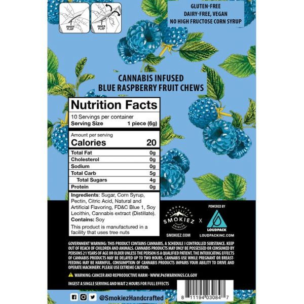 Smokiez Blue Raspberry Fruit Chews - CA