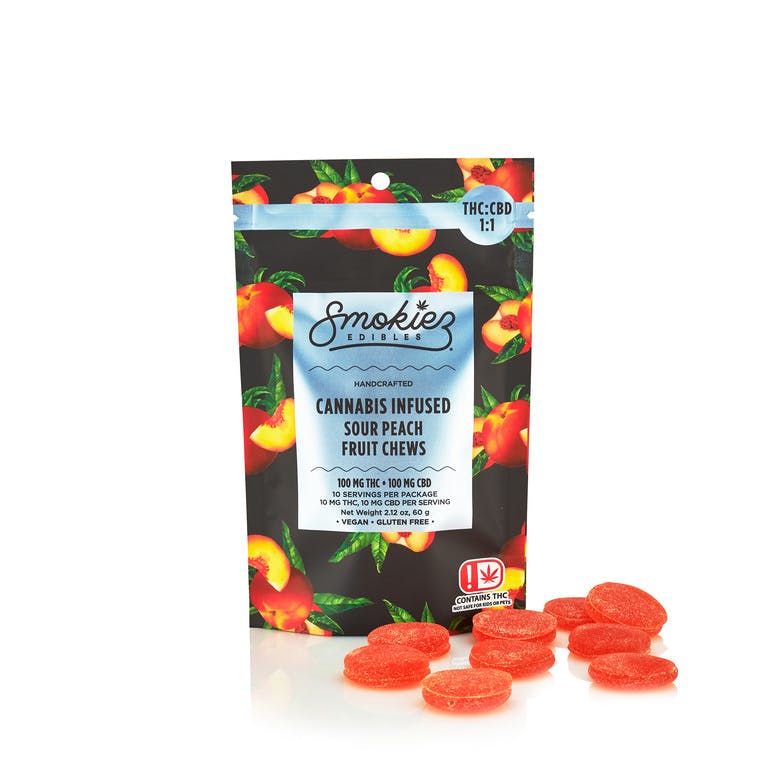 Sour Peach THC:CBD 1:1 , 100mg THC / 100 mg CBD