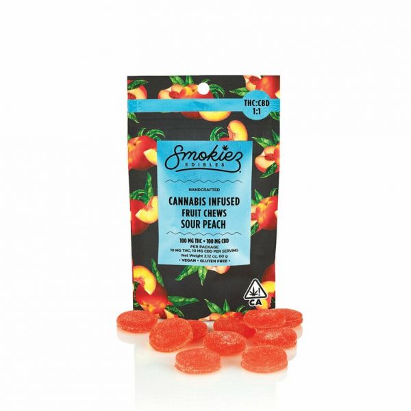 Sour Peach THC:CBD 1:1, 100mg THC/100 mg CBD